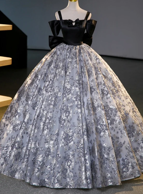 Zipper DressBall Gown Black Satin Bow Quinceanera Dress