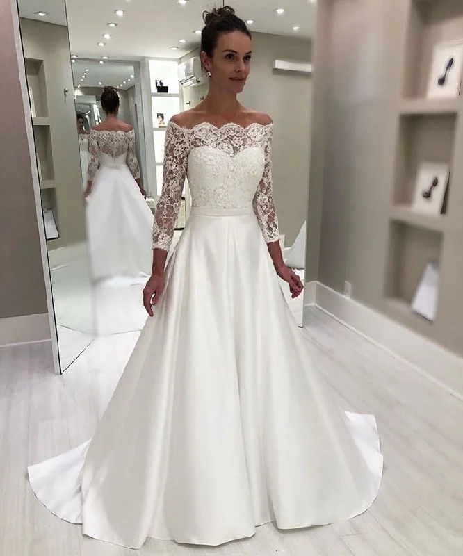 women's bridesmaid dressesCheap Sweetheart Lace 3/4 Sleeves Satin Wedding Dress OM905 women's bridesmaid dressesCheap Sweetheart Lace 3/4 Sleeves Satin Wedding Dress OM905