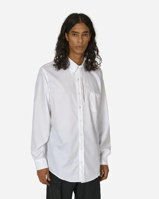 Men's Floral Print Shirts for Spring and SummerCut-Out Longsleeve Shirt White