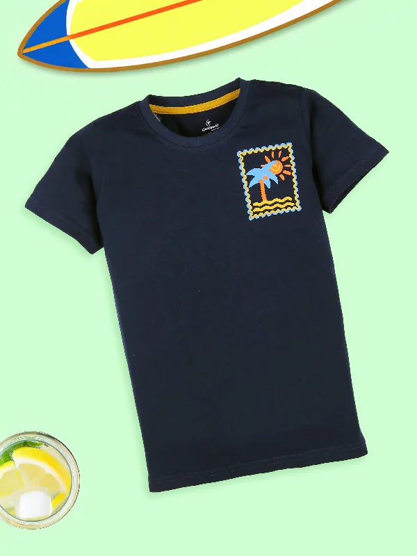 Men's Sweaters in Pastel ShadesBoys Cotton Half Sleeves Printed Round Neck Tee
