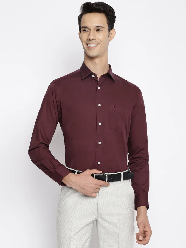 Men's Travel Shirts for Easy PackingMen's Maroon Formal Plain Full Sleeve Shirt