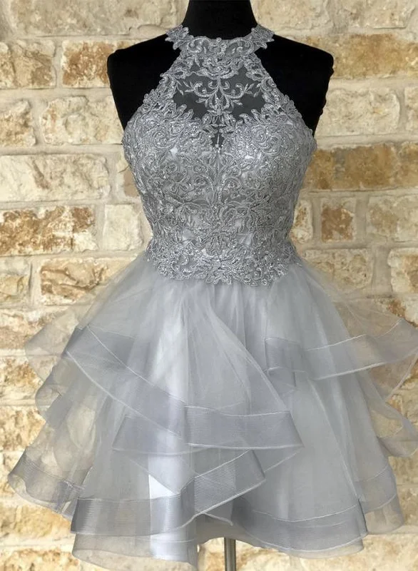 Off-The-Shoulder DressGray lace short lace evening dress Homecoming Dresses cg14465 Off-The-Shoulder DressGray lace short lace evening dress Homecoming Dresses cg14465