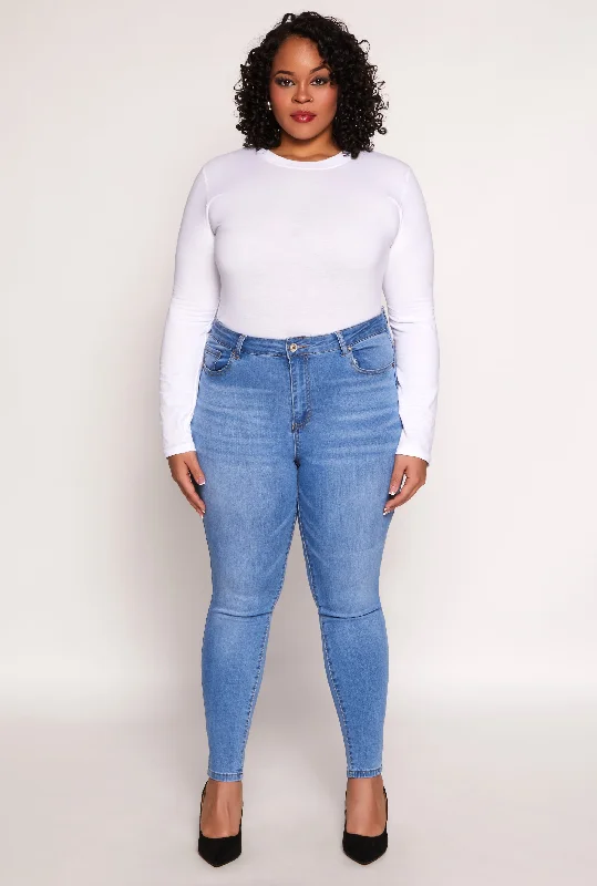 Men's Jeans for a Dressy OccasionPlus Size WAX High Waisted Skinny Jeans