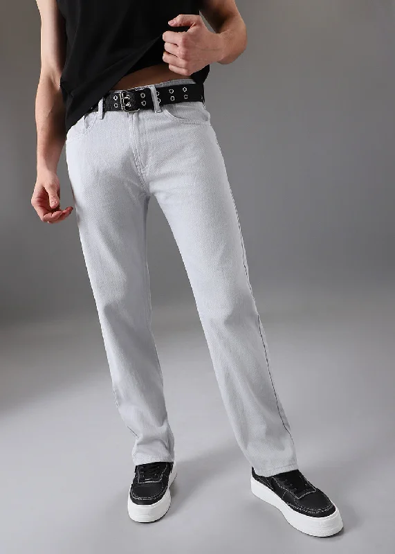 Men's Jeans for a Dressy OccasionLight Grey Regular Fit Denim