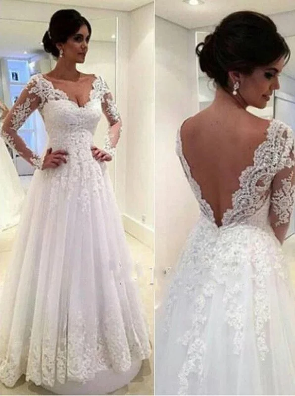 women's trendy dressesCheap Bridal Gowns With Long Sleeves, A-line Wedding Dress with Lace Applique OW670 women's trendy dressesCheap Bridal Gowns With Long Sleeves, A-line Wedding Dress with Lace Applique OW670