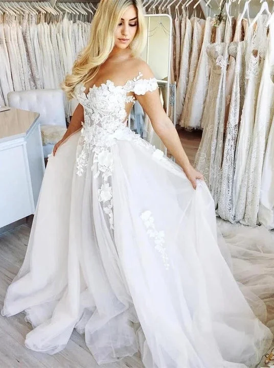 women's vintage dressesOff Shoulder Lace Appliques Tulle Wedding Dresses A Line Long Bridal Dresses OW692 women's vintage dressesOff Shoulder Lace Appliques Tulle Wedding Dresses A Line Long Bridal Dresses OW692