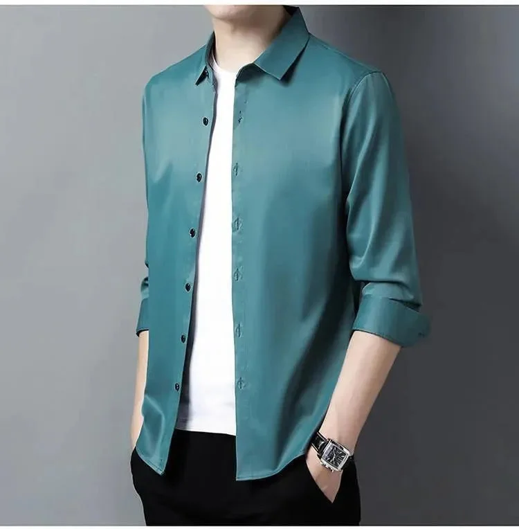 Men's Color-Blocking Shirts for a Statement LookGilan Plus Size Silk Shirts For Men