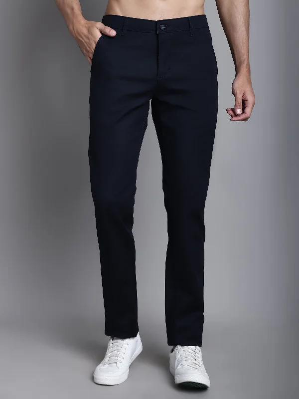 Men's Chino Shorts for Warm WeatherMen's Casual Flat front Navy Blue  Trousers