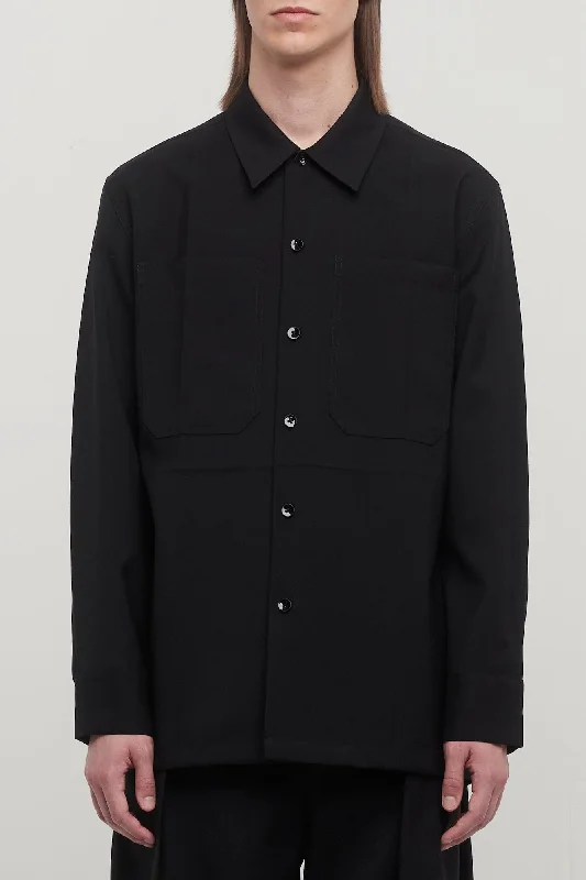 Men's Drawstring Pants for AdjustabilityJil Sander Gabardine Shirt 72 in Black
