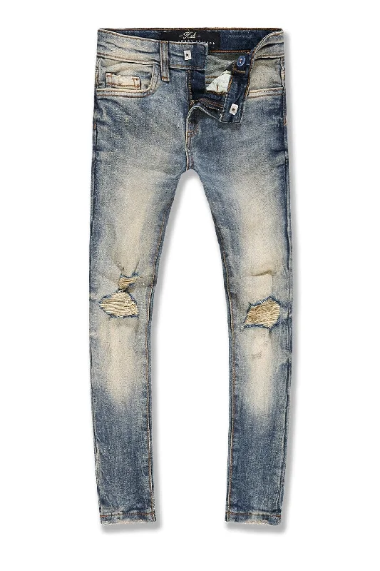 Modern Ripped and Distressed Men's JeansKids Asbury Denim (Death Valley)