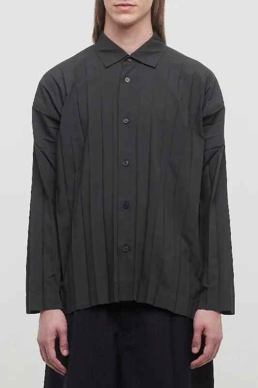 Men's Zippered Pants for SecurityHomme Plissé Issey Miyake Edge Shirt in Charcoal