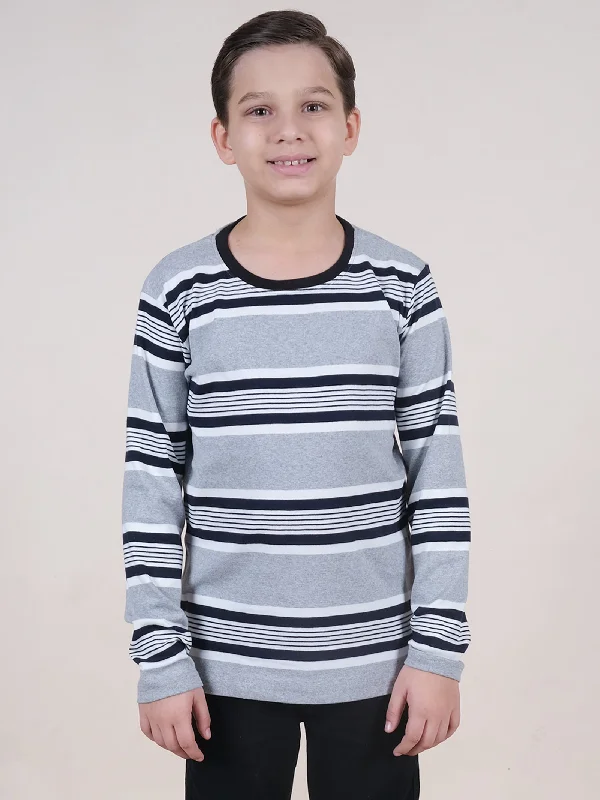 Men's Sweaters for Outdoor ActivitiesBoys Cotton Full Sleeves Striped T-Shirt