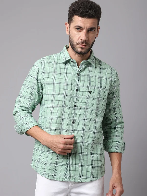 Men's Machine-Washable Shirts for ConvenienceMen's Light Green Casual Medium Checks Full Sleeve Shirt Men's Machine-Washable Shirts for ConvenienceMen's Light Green Casual Medium Checks Full Sleeve Shirt