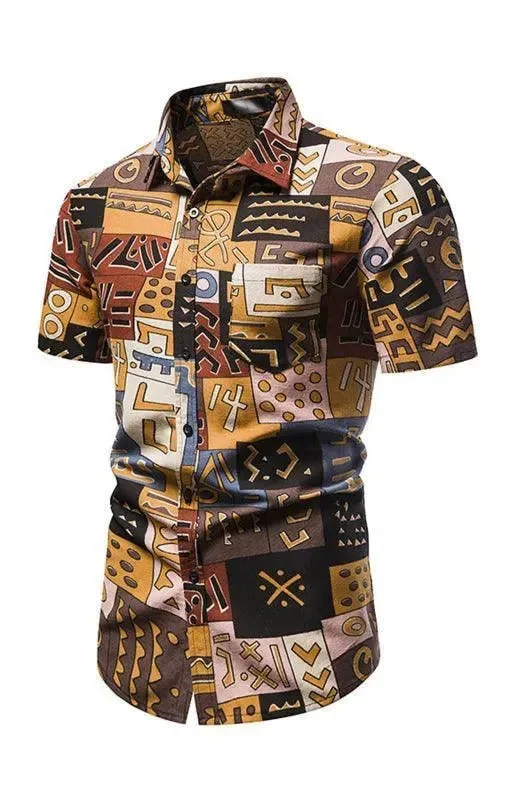 Men's Organic Cotton Shirts for Eco-ConsciousnessPrinted Short Sleeve Men Shirt