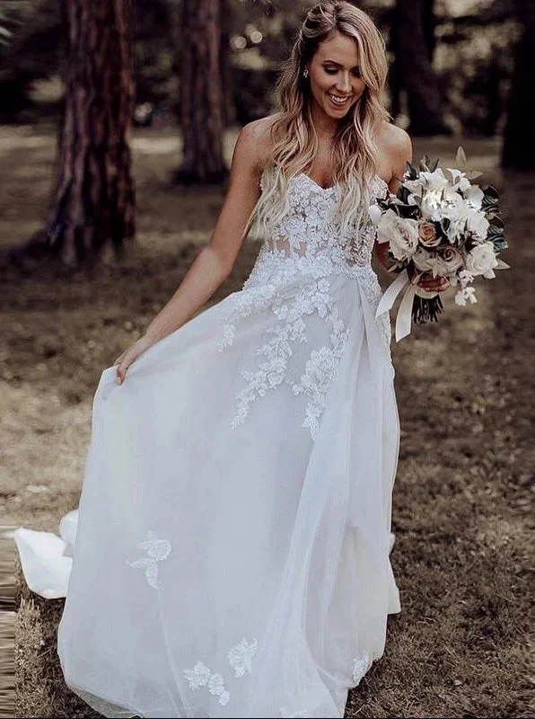 women's checkered dressesRustic A-line Sweetheart Boho Wedding Dresses With Lace Appliques women's checkered dressesRustic A-line Sweetheart Boho Wedding Dresses With Lace Appliques