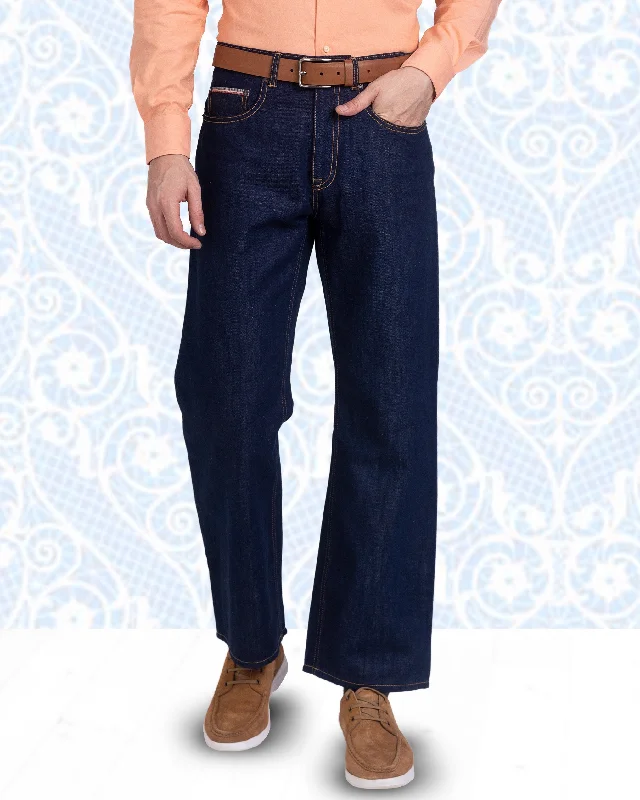 Men's Straight-Leg Jeans in Dark WashLuxire Selvedge Indigo Jeans