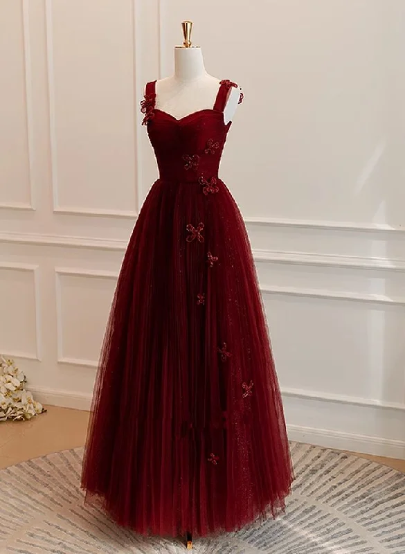 women's wrinkle-resistant dressesA Line Tulle Long Formal Dress Wine Red Evening Dress women's wrinkle-resistant dressesA Line Tulle Long Formal Dress Wine Red Evening Dress