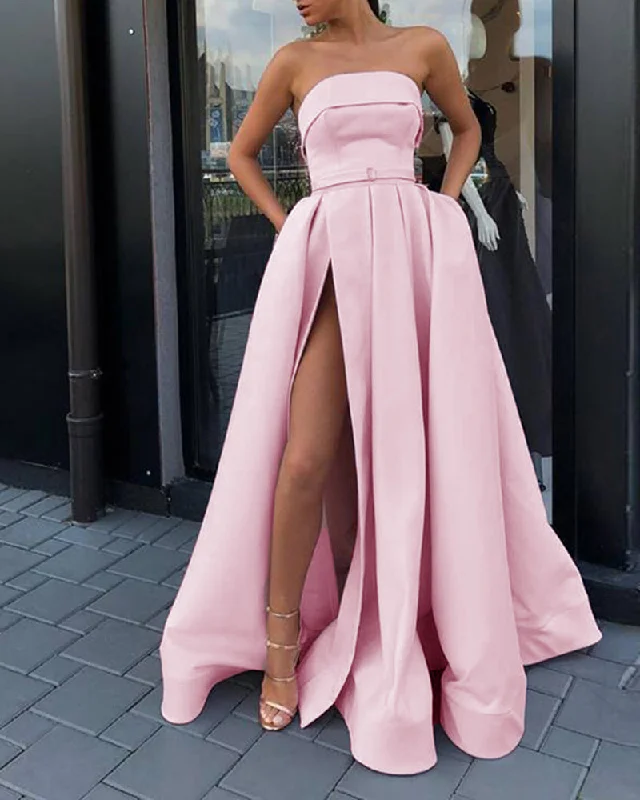 Velvet DressGorgeous Satin Strapless Pink Prom Dress Long Formal Wedding party dresses Vestido de Festa Gown PL01104 Velvet DressGorgeous Satin Strapless Pink Prom Dress Long Formal Wedding party dresses Vestido de Festa Gown PL01104