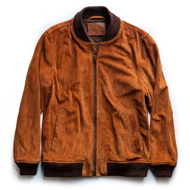 Men's Coats with Belted WaistsThe Bomber Jacket in Whiskey Suede
