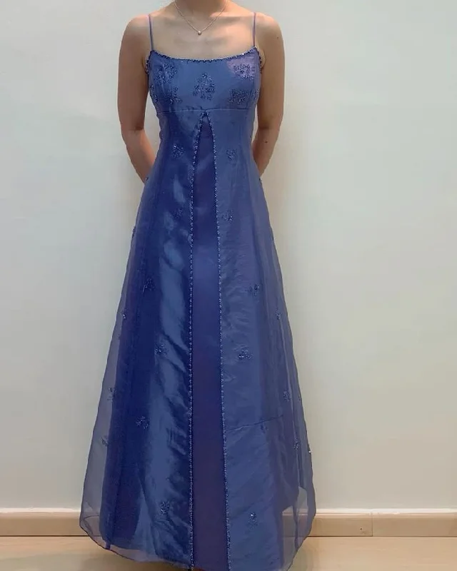 Beaded DressPretty A Line Spaghetti Straps Blue Floor Length Evening Dress cg25233 Beaded DressPretty A Line Spaghetti Straps Blue Floor Length Evening Dress cg25233