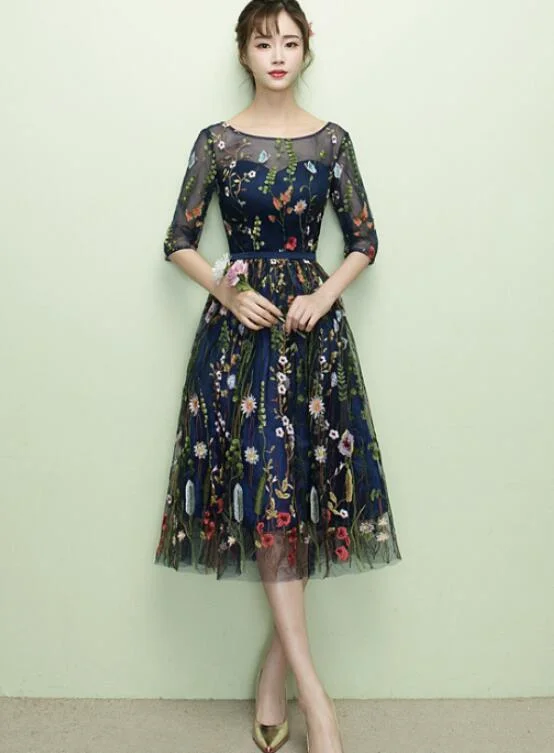 women's affordable dressesLovely Navy Blue Lace Floral Knee Length Bridesmaid Dress, Blue Short Party Dress Homecoming Dress cg11686 women's affordable dressesLovely Navy Blue Lace Floral Knee Length Bridesmaid Dress, Blue Short Party Dress Homecoming Dress cg11686