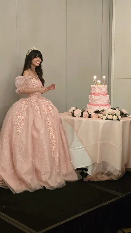 Embellished DressBall Gown Long Pink Tulle Evening Dress     cg25239