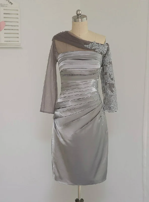 High-Low DressAttractive 3/4 Sleeves Mother Of The Bride Dresses Sheath Appliques