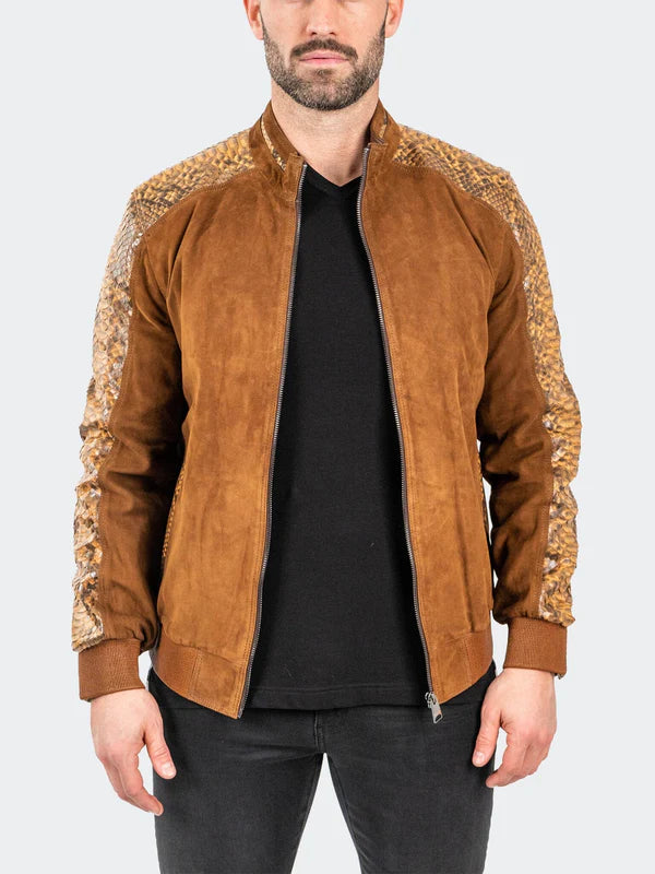 Men's Coats with Vintage StyleLeather Python Desert Brown