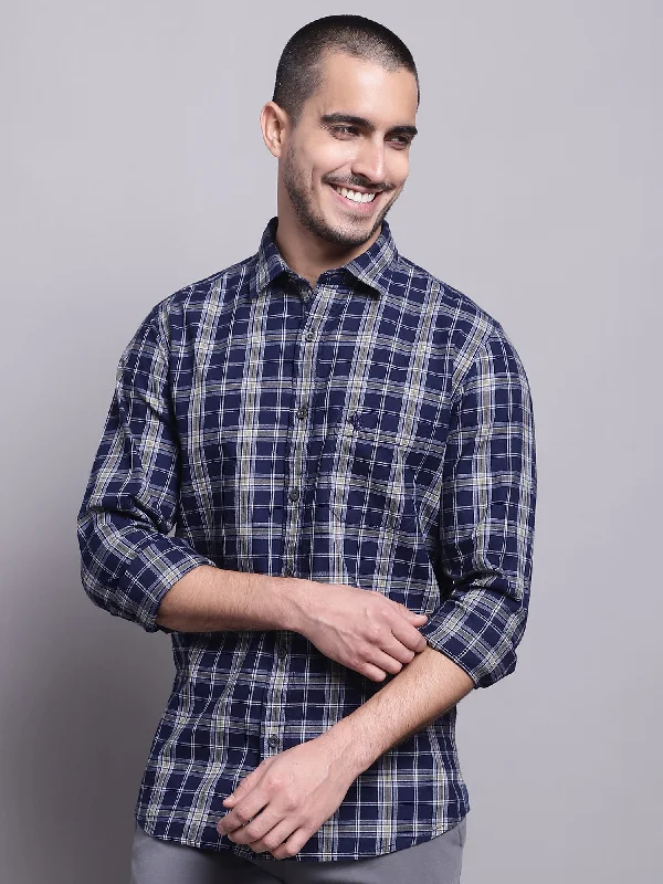Men's Henley T-Shirts for a Casual TwistMen's Navy Blue Casual Big Checks Full Sleeve Shirt Men's Henley T-Shirts for a Casual TwistMen's Navy Blue Casual Big Checks Full Sleeve Shirt