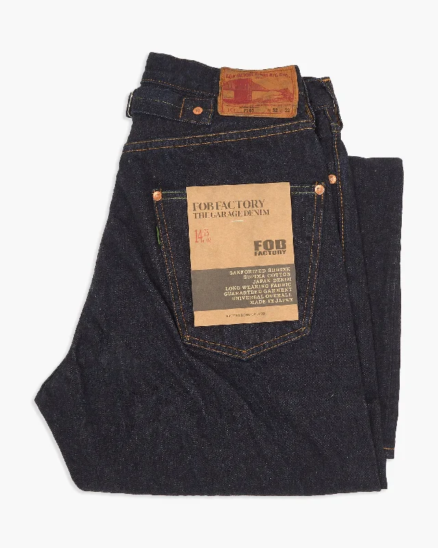 Men's Jeans for a Casual LookFOB Factory F165 14.75oz Supima Selvedge XX Garage Denim Relaxed Tapered Mens Jeans - Onewash