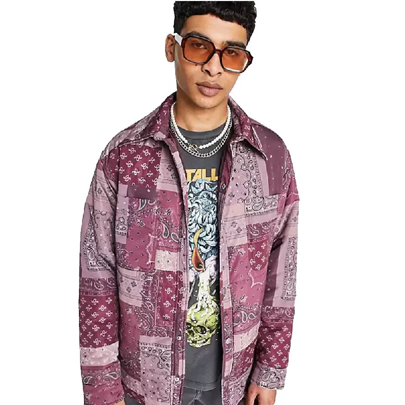 Men's Coats with Snap ButtonsMen's Printed Jacket,Multi