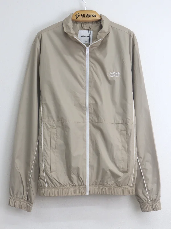 Men's Coats for Skinny MenMen's Brand Logo Embroidered Blouson Jacket,Beige