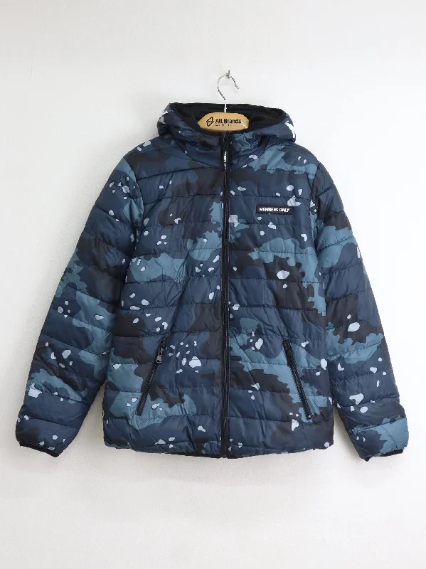 Men's Coats with ButtonsMen's Printed Puffer Jacket,Dark Blue