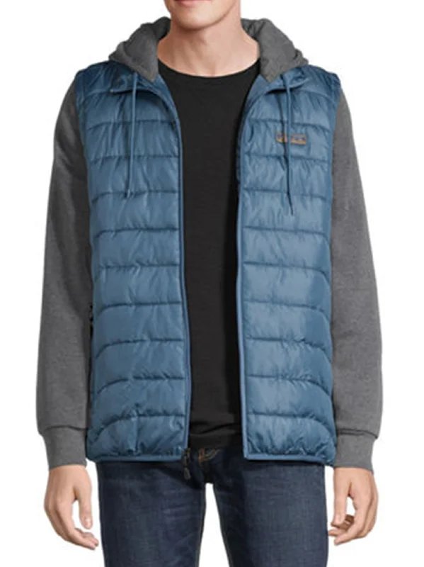 Fashionable Men's Denim JacketsMen's Quilted Puffer Jacket,Blue/Grey