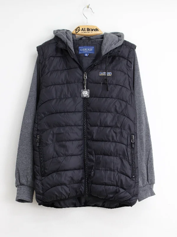 Winter-Ready Men's CoatsMen's Colorblocked Puffer Jacket,Black/Grey