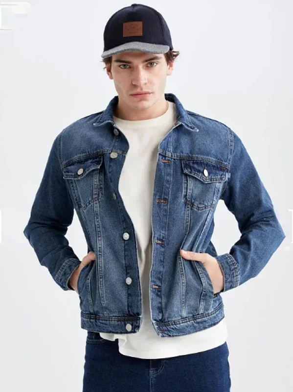 Men's Coats for SnowshoeingMen's Washed Denim Jacket,Blue