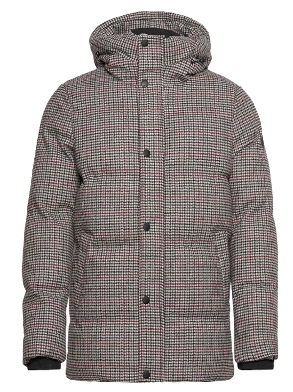 Men's Coats with Contrast StitchingMen's Printed Puffer Jacket,Beige