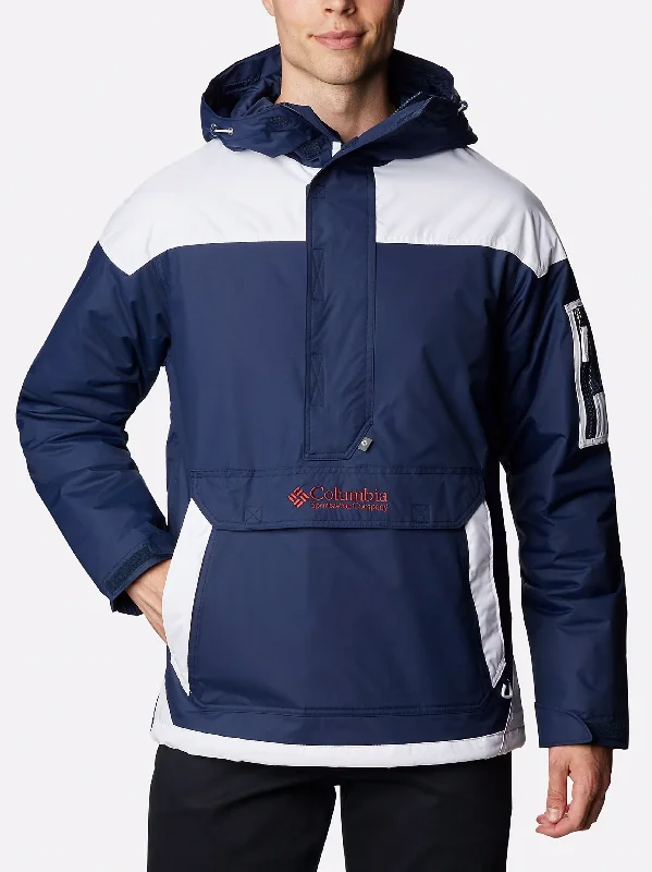 Men's Coats with Ripstop FabricMen's Colorblocked Pullover Jacket,Navy/White