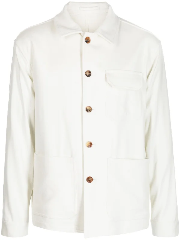 Men's Coats with Military InfluenceButtoned Cotton Shirt Jacket