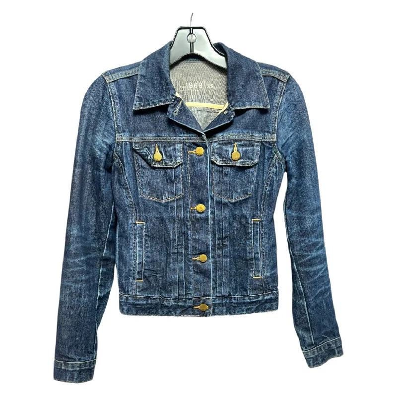 Versatile Men's Pea CoatsJacket Denim By Gap In Blue, Size: Xs