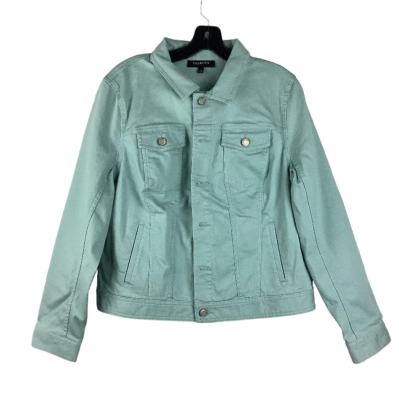 Men's Coats with Contrast StitchingJacket Denim By Talbots In Green, Size: L