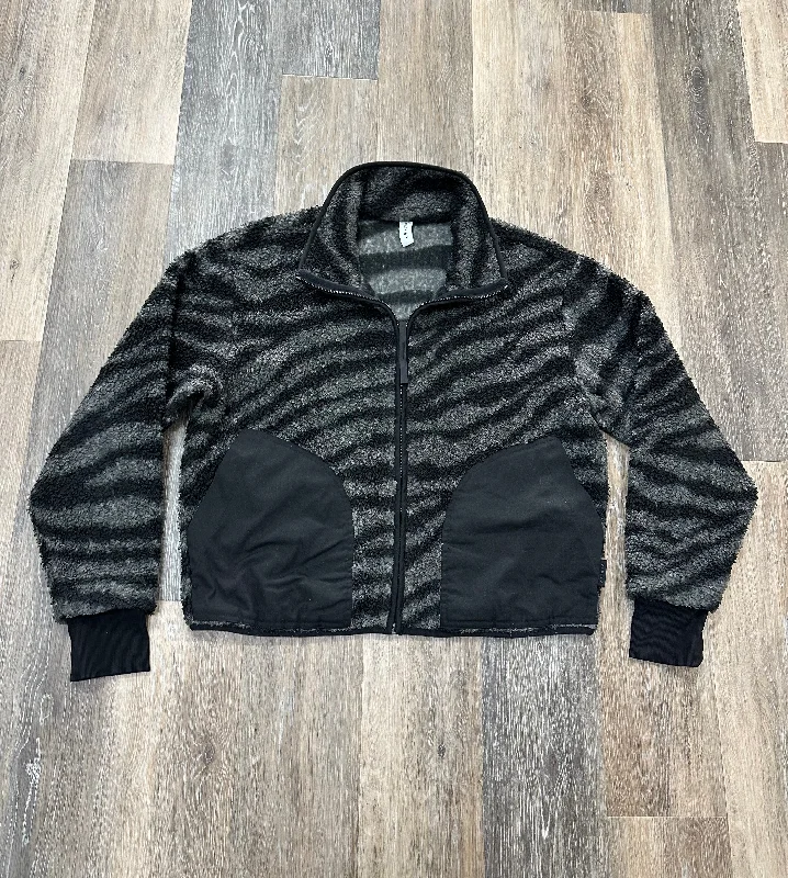 Men's Coats with Hidden PocketsJacket Faux Fur & Sherpa By Varley In Black & Grey, Size: L Men's Coats with Hidden PocketsJacket Faux Fur & Sherpa By Varley In Black & Grey, Size: L