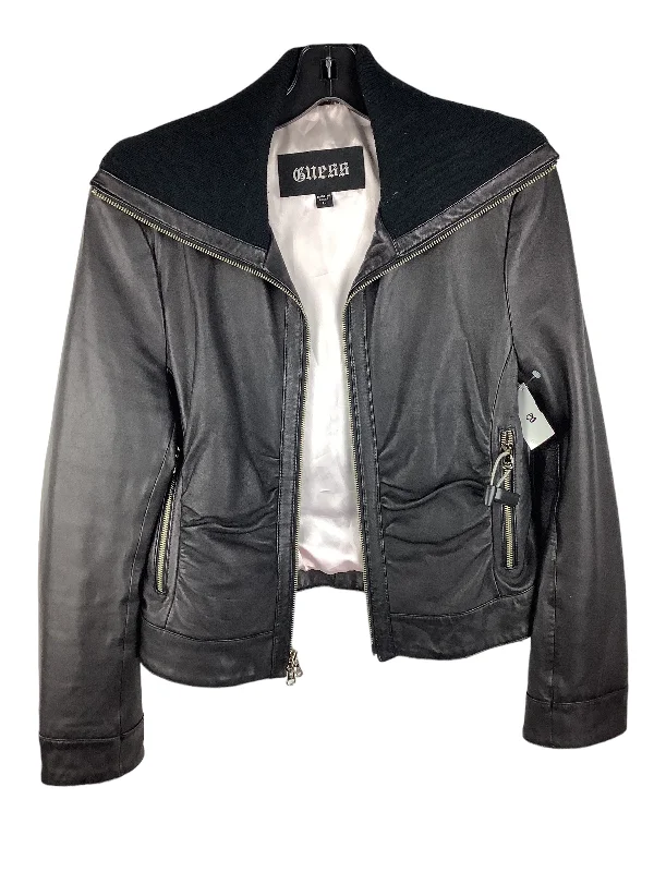 Men's Coats with Fur TrimJacket Leather By Guess In Black, Size: L