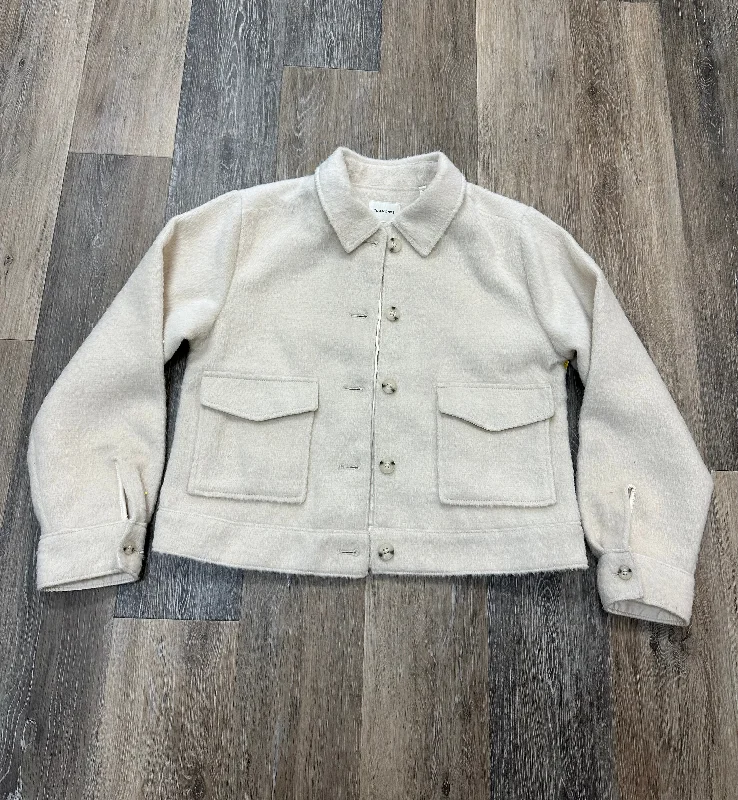 Men's Coats with Belted WaistsJacket Shirt By 7 Diamonds In Cream, Size: S