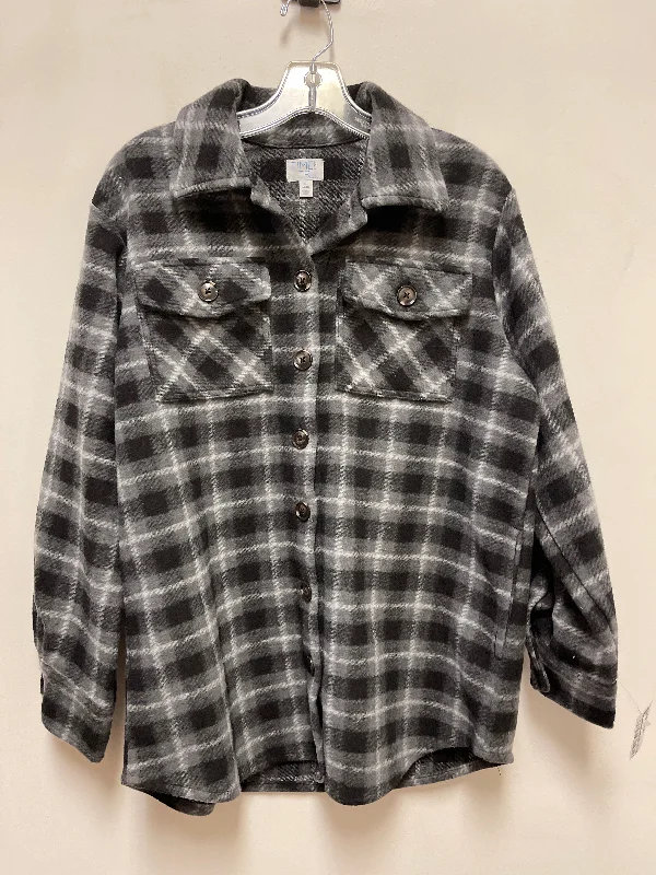 Men's Coats for Short MenJacket Shirt By Time And Tru In Black & Grey, Size: S