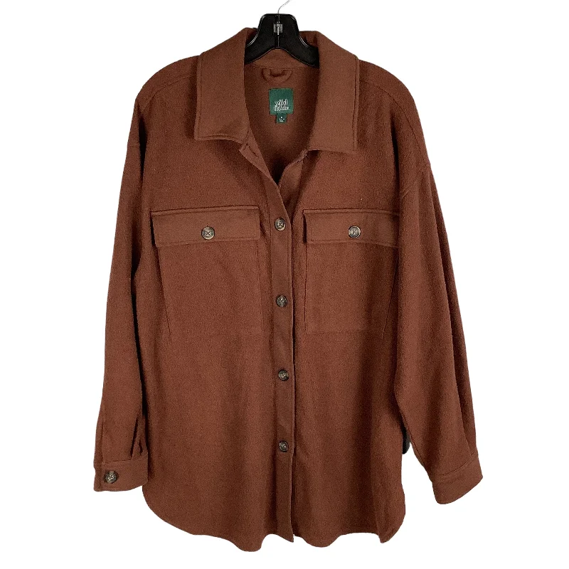 Men's Coats with Down InsulationJacket Shirt By Wild Fable In Brown, Size: M