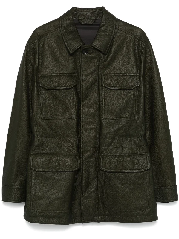 Casual Men's Bomber JacketsLeather Sahariana Jacket