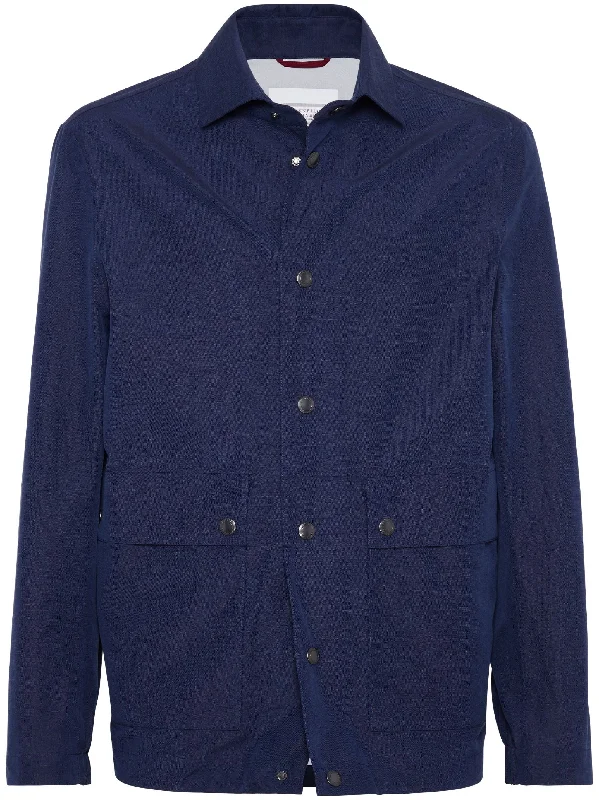 Modern Men's Field JacketsLinen-Silk Shirt Jacket