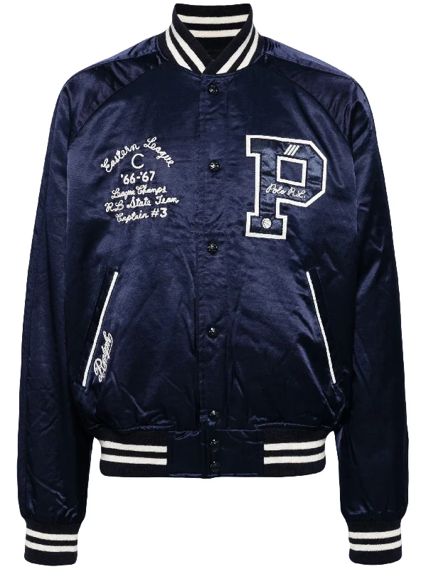 Men's Coats Made in ItalyLogo-Appliqué Satin Bomber Jacket