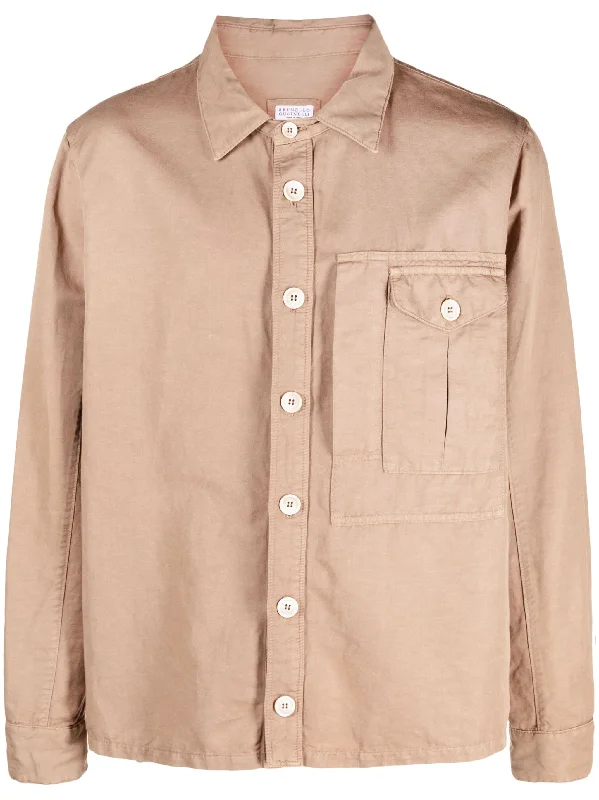 Men's Coats for Tall MenLong-Sleeve Buttoned Shirt Jacket